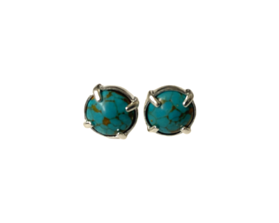 Lula Stud Earrings-Sterling silver, turquoise.