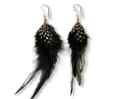 Black boho earrings-sterling silver hook.