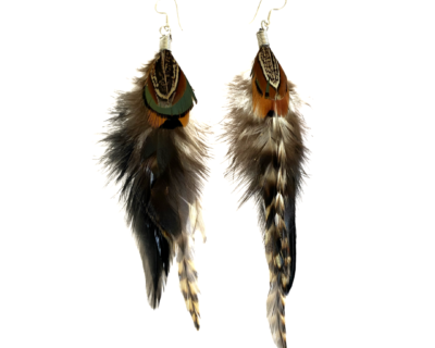 Boho bird earrings, sterling silver hook.