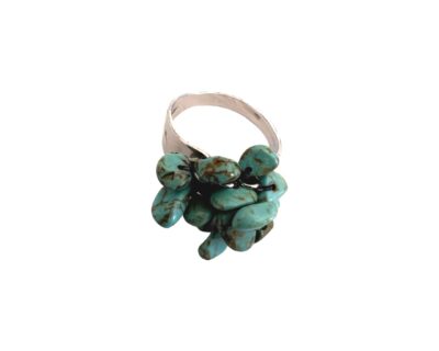 Syrena ring-turquoise chip. stainless steel