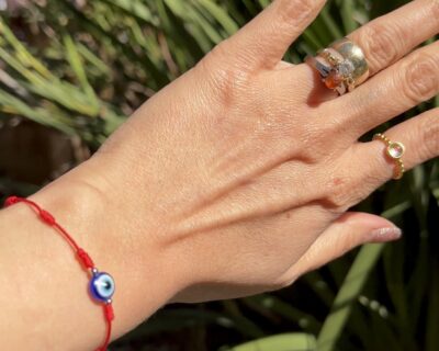 Evil eye Good Luck Red Bracelet with 7 knots.