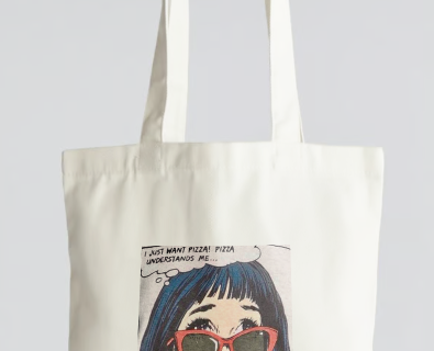 Pizza Cartoon Gal Tote Bag 🍕✨